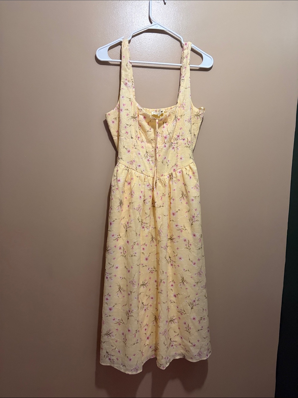 Yellow Floral Midi Dress